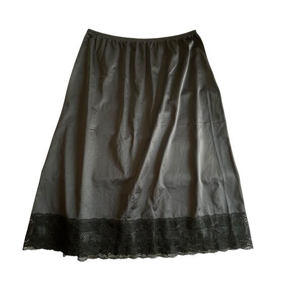 Romantic black lace vintage half slip Lorraine nylon skirt size L‎ - Picture 1 of 6